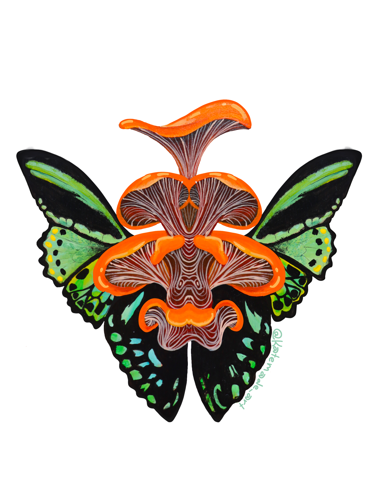 Birdwing Butterfly and Mushroom - Sticker